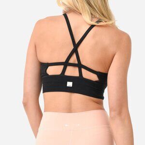 Vuori Longline Elevation Sports Bra in Black Heather - Size XS
